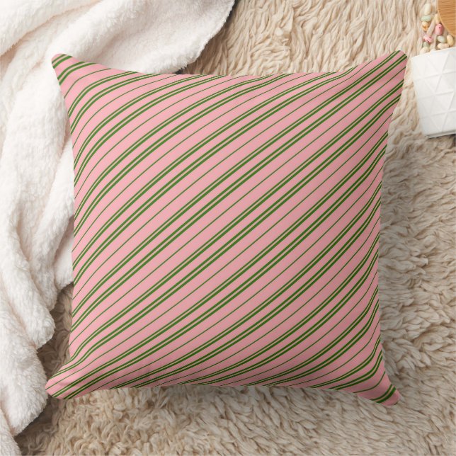 Almofada Pink and Green Candy Cane Stripes  (Cobertor)