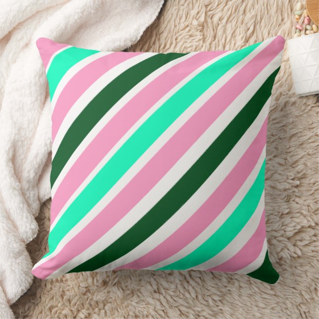 Almofada Pink and Green Christmas Candy Stripes  (Cobertor)