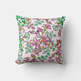 Almofada Pink and green flowers