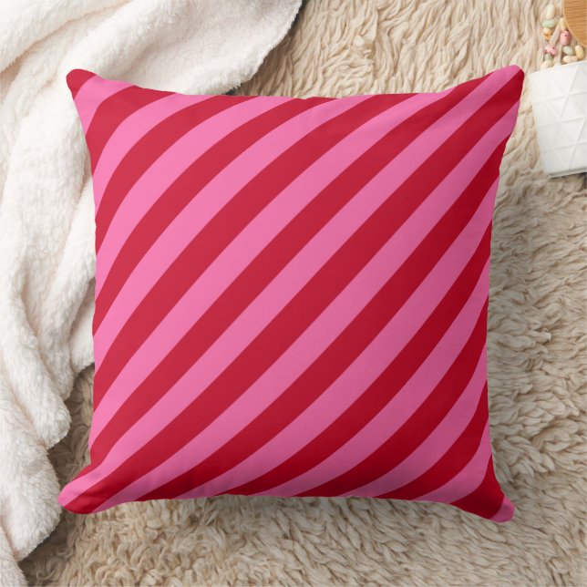 Almofada Pink and Red Christmas Peppermint Stripes  (Cobertor)