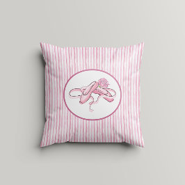 Almofada Pink and White Watercolor Stripes w Ballet Shoes
