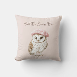 Almofada Pink Beret Brown White Owl Be Seeing You