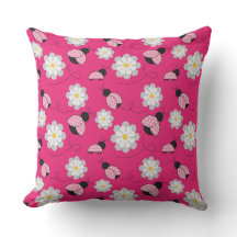 PINK BLACK WHITE LADYBUGS & WHITE DAISIES