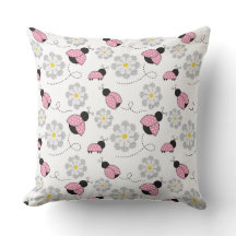 PINK BLACK WHITE LADYBUGS & WHITE DAISIES