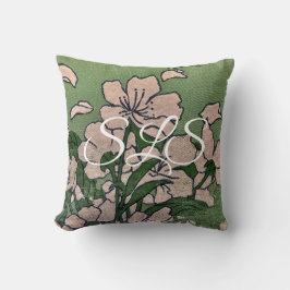 Almofada Pink Blossom Green Throw Pillow