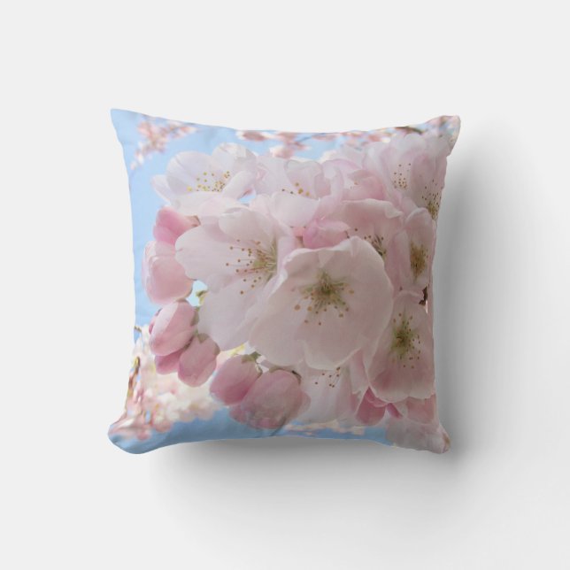 Almofada Pink Blossoms Blue Sky. (Frente)
