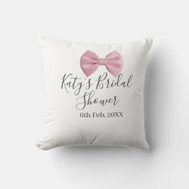 Almofada Pink bow bridal shower name date pastel stylish te
