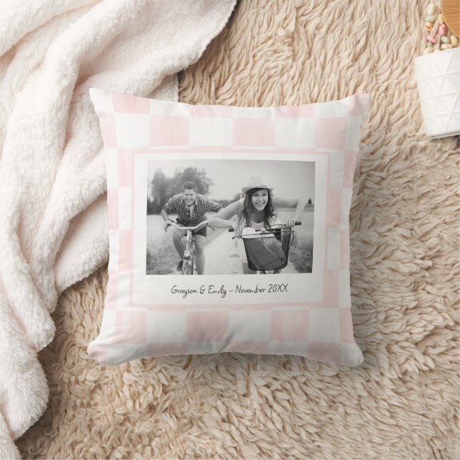 Almofada Pink Checkerboard Personalized Photo (Cobertor)