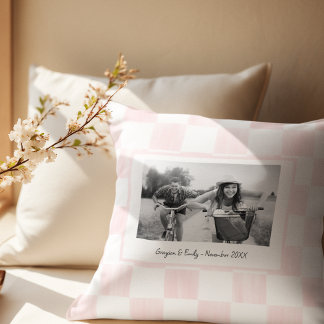 Almofada Pink Checkerboard Personalized Photo