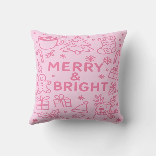 Almofada Pink Christmas Doodle | Cozy Natal (Verso)