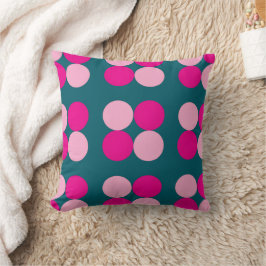 Almofada Pink Circles on Green Throw Pillow