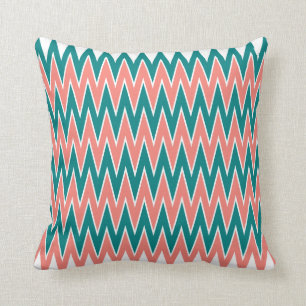 Almofada Pink Coral e Padrão Zigzag Teal