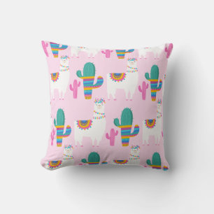 Almofada Pink Desert Llama e Cactus Patterno