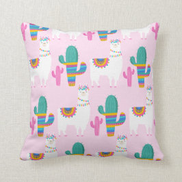 Almofada Pink Desert Llama e Cactus Patterno
