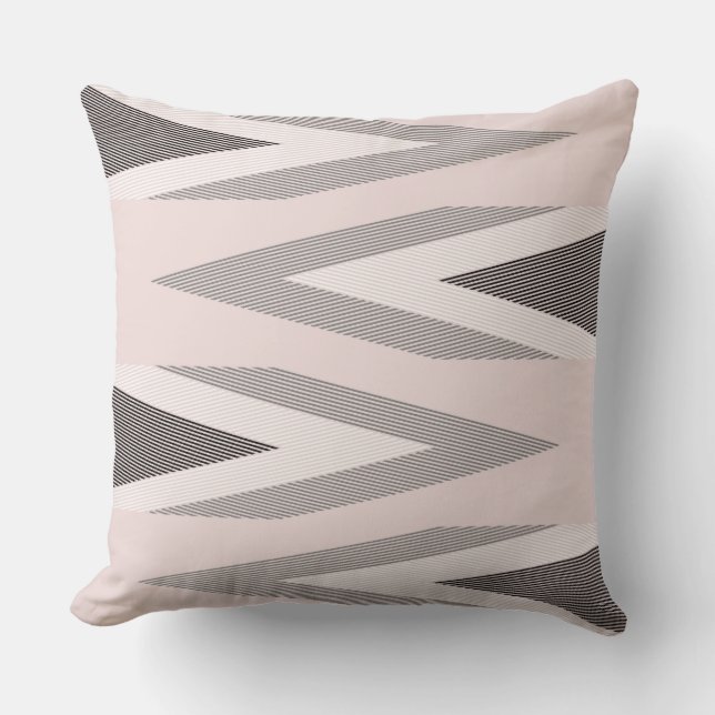 Almofada Pink e Cinza Chevron Patterno (Frente)