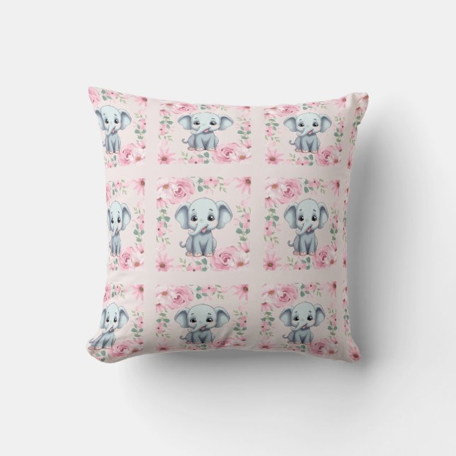 Almofada Pink Elephant Throw Pillow (Frente)