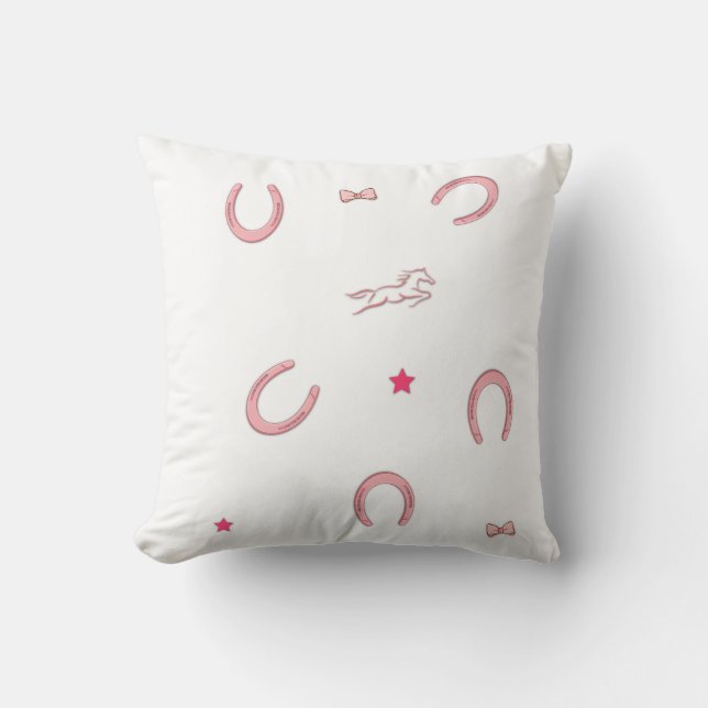 Almofada Pink Equestrian Horseshoe Pattern Pillow (Frente)
