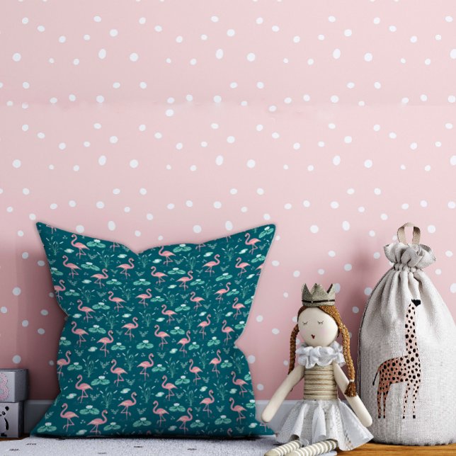 Almofada Pink Flamingo, um grão verde (Criador carregado)