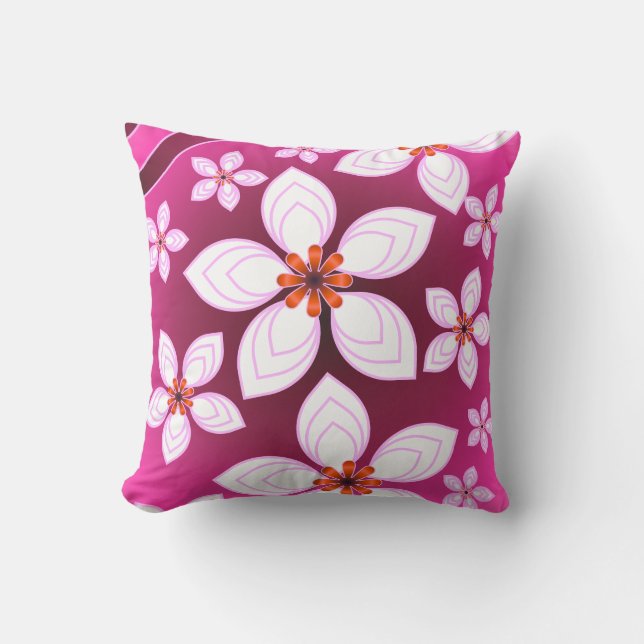 Almofada Pink Floral Abstract Pattern | Aesthetic Flower Ar (Frente)
