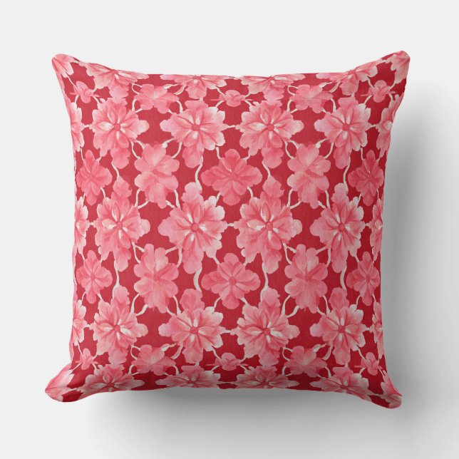 Almofada Pink Flowers Throw Pillow (Frente)