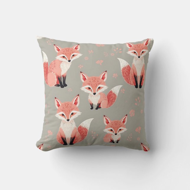 Almofada Pink Fox Baby Nursery Cute Woodland Animal Pattern (Frente)