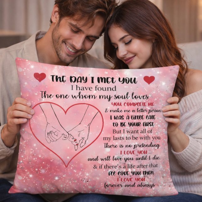 Almofada Pink Glittered Romantic Love Quote (Criador carregado)