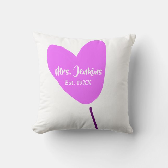 Almofada Pink heart balloon Mrs add name est. Add year love (Frente)