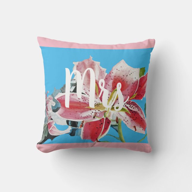Almofada Pink Lily floral Decor Cushion (Frente)