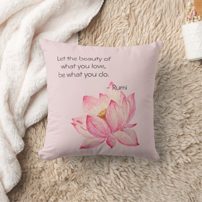 Almofada Pink Lotus Flower Rumi Beauty Quote (Cobertor)