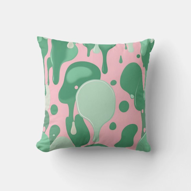 Almofada Pink Mint Green Melting Drip Pattern Abstract  (Frente)