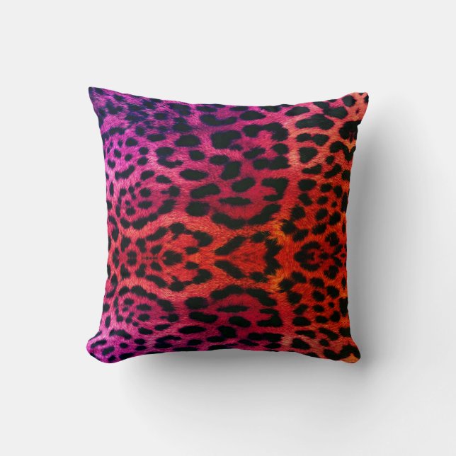 Almofada pink orange hue leopard pattern design throw pillo (Frente)