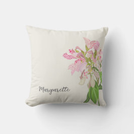 Almofada Pink Orchid Floral Design – Elegant Botanical Art