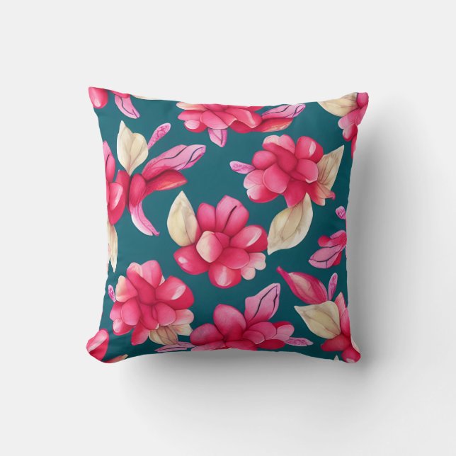 Almofada Pink Pastel Watercolor Floral (Frente)