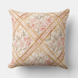 Almofada Pink Peach Florals Flowers Pattern and Ribbon