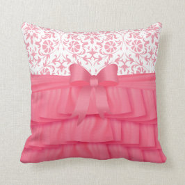 Almofada Pink Satin Ruffles & Arco rosa no Damask