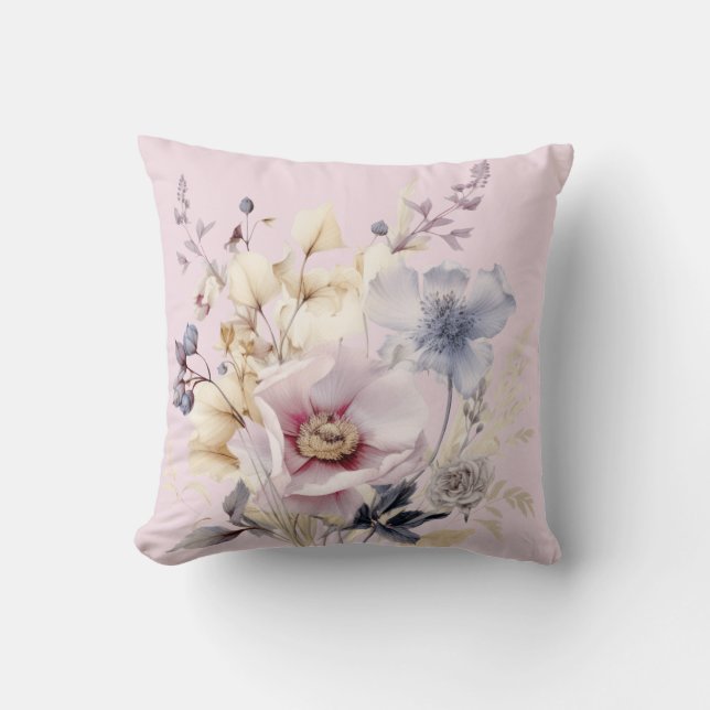 Almofada Pink Shabby Chic Vintage Throw Pillow (Frente)
