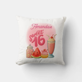 Almofada Pink Sweet Sixteen Birthday Pillow Gift