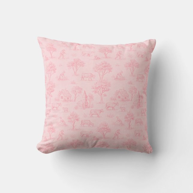 Almofada Pink Toile Throw Pillow (Frente)