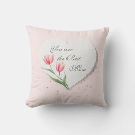 Almofada Pink Tulips Heart Mother's Day Gift