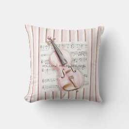 Almofada Pink Violin Music Sheet