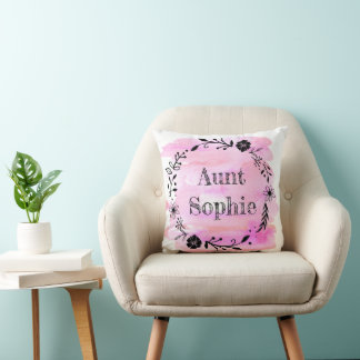 Almofada Pink Watercolor Floral Wreath Tunt