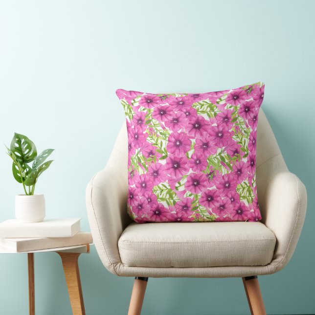 Almofada Pink watercolor petunia (flor) (Cadeira)