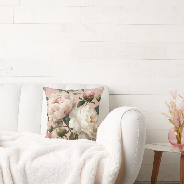 Almofada Pink & White Peonies Elegant (Sofá)