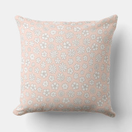 Almofada Pink with White Daisies Throw Pillow