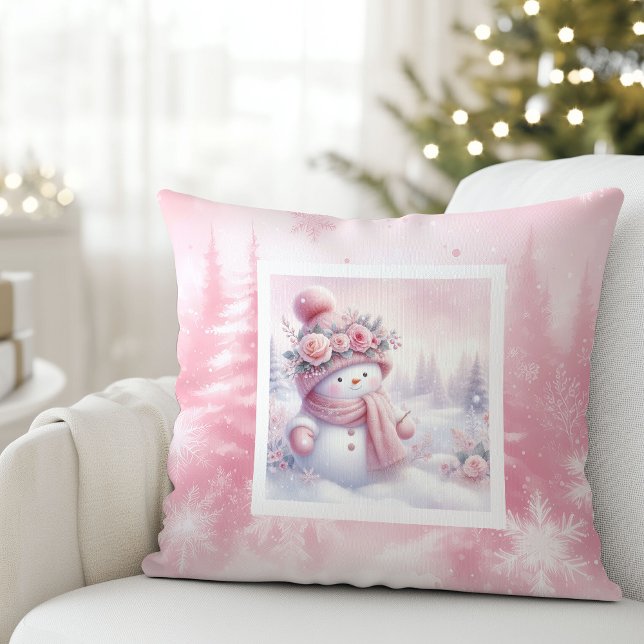 Almofada Pinkmas Snowman Forest Christmas Pillow Kids Gift (Pinkmas Snowman Forest Christmas Pillow Kids Gift)