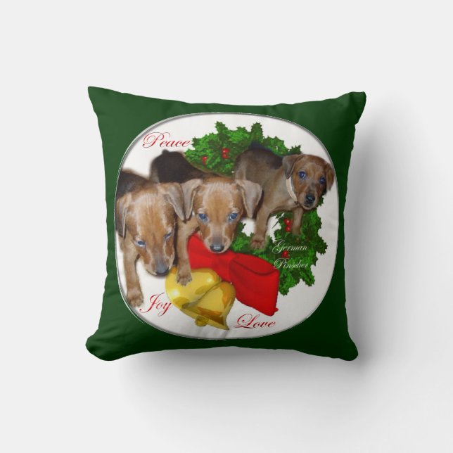 Almofada Pinscher Alemão Puppies Natal (Frente)