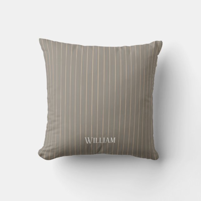 Almofada Pinstripes bege personalizado (Frente)