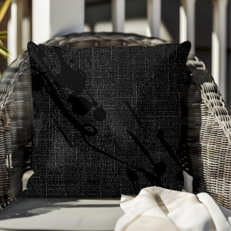 Almofada Pinta Abstrato Moderna de Burlap Preta