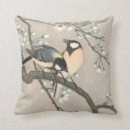 Almofada Pintagem De Flores E Pássaros De Cereja Vintage