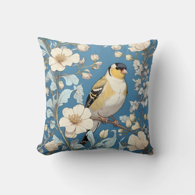 Almofada Pintassilgo Americano Inspirado em William Morris (Frente)